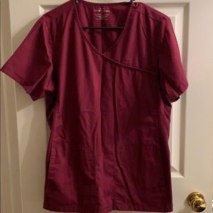 Large maroon scrub top